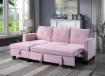 Pink Color Total Durable Reversible Sleeper Sectional Sofa with Storage Chaise