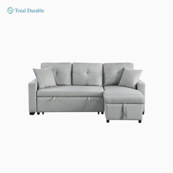 Total Durable Gray Linen Reversible Sleeper Sectional Sofa with Storage Chaise