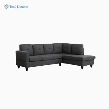 Total Durable Dark Gray Linen Sectional Sofa with Right Facing Chaise