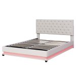 Total Durable Queen Size Storage Upholstered Platform Bed with Adjustable Tufted Headboard