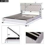 Total Durable Queen Size Storage Upholstered Platform Bed with Adjustable Tufted Headboard