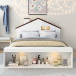 Total Durable Full Size House Platform Bed with LED Lights and Storage