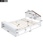 Total Durable Full Size House Platform Bed with LED Lights and Storage