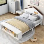 Total Durable Full Size House Platform Bed with LED Lights and Storage