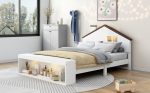 Total Durable Full Size House Platform Bed with LED Lights and Storage