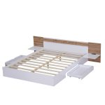 Queen Size Platform Bed with Headboard, Drawers, Shelves, USB Ports and Sockets