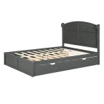 Total Durable Wood Queen Size Platform Bed with Twin Size Trundle and 2 Drawers