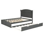 Total Durable Wood Queen Size Platform Bed with Twin Size Trundle and 2 Drawers