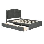 Total Durable Wood Queen Size Platform Bed with Twin Size Trundle and 2 Drawers