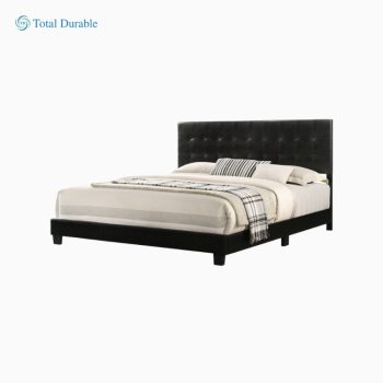 Total Durable King Size Bed with Headboard and FootBoard Black Color