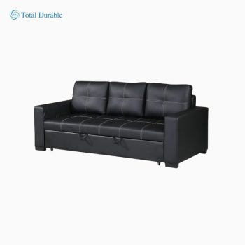 Total Durable CONVERTIBLE SOFA in Black Faux Leather