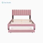 Total Durable Queen Size Bed with Storage Bed and a Big Drawer Pink Color