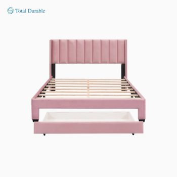 Total Durable Queen Size Bed with Storage Bed and a Big Drawer Pink Color