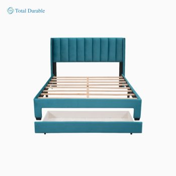 Total Durable Queen Size Storage Bed with a Big Drawer - Blue