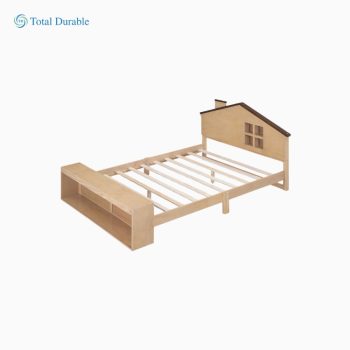 Total Durable Full Size House Platform Bed with LED Lights and Storage